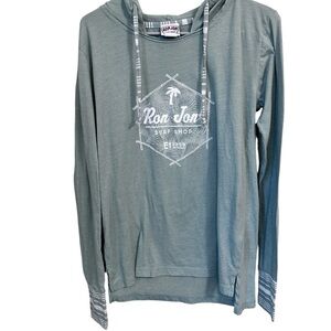 Ron Jon Seafoam Green Long Sleeve Hoodie with White Logo